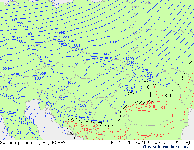 Surface pressure ECMWF Fr 27.09.2024 06 UTC