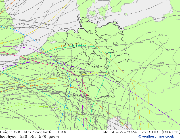 Height 500 hPa Spaghetti ECMWF Mo 30.09.2024 12 UTC