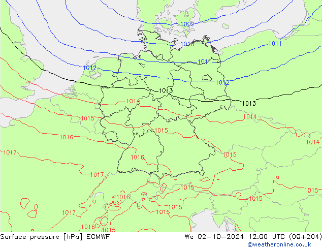 Bodendruck ECMWF Mi 02.10.2024 12 UTC