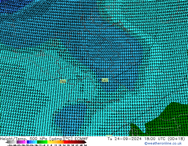 Height/Temp. 500 hPa ECMWF Tu 24.09.2024 18 UTC