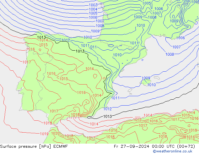 Yer basıncı ECMWF Cu 27.09.2024 00 UTC