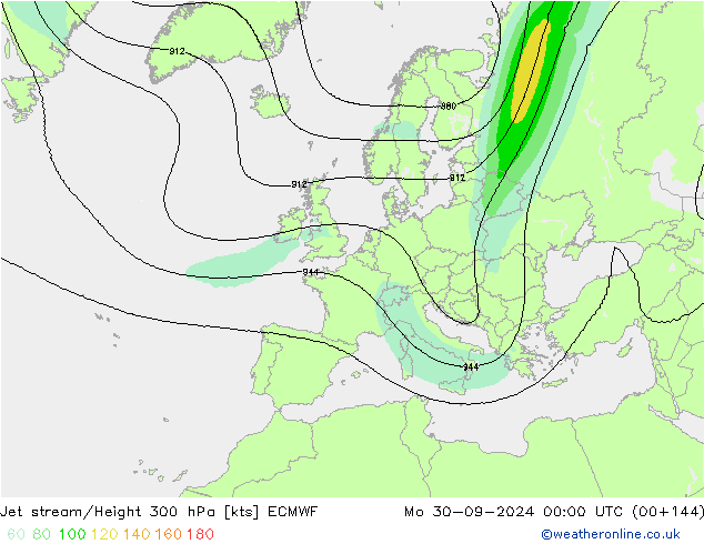 Jet stream ECMWF Seg 30.09.2024 00 UTC