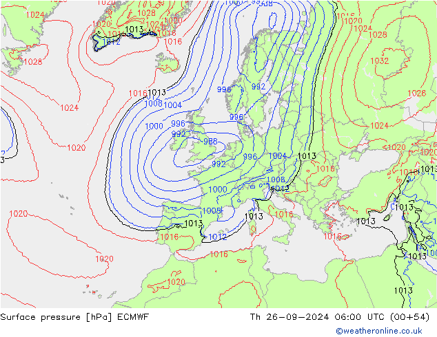 приземное давление ECMWF чт 26.09.2024 06 UTC