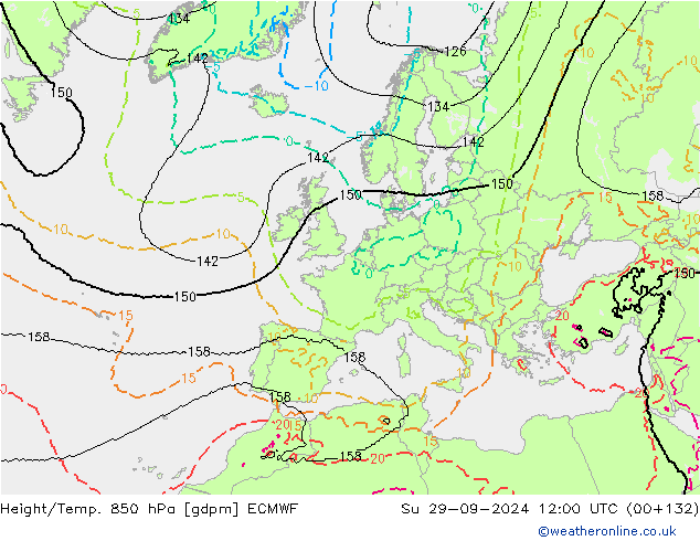 Height/Temp. 850 hPa ECMWF Su 29.09.2024 12 UTC