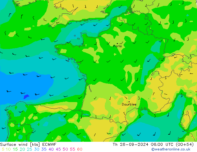 Bodenwind ECMWF Do 26.09.2024 06 UTC