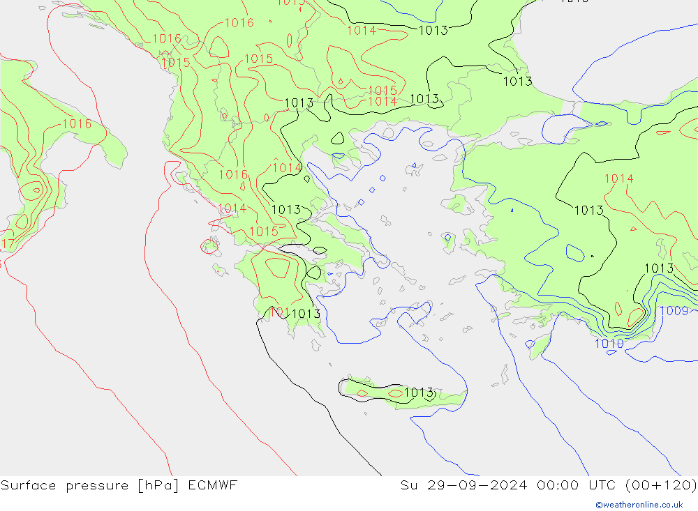 Surface pressure ECMWF Su 29.09.2024 00 UTC