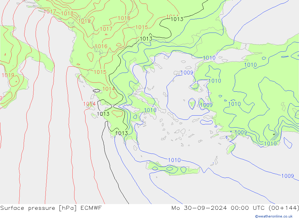 Presión superficial ECMWF lun 30.09.2024 00 UTC