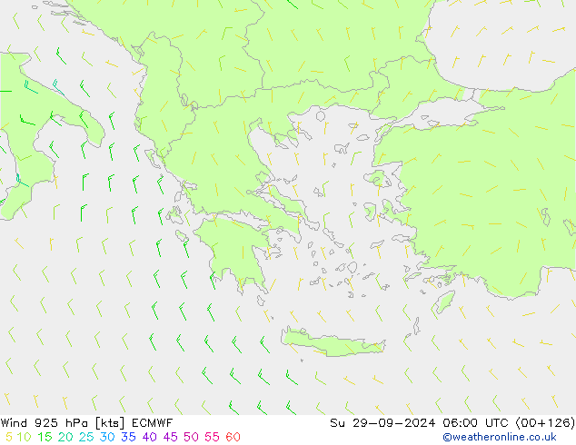 ветер 925 гПа ECMWF Вс 29.09.2024 06 UTC