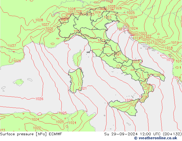 Surface pressure ECMWF Su 29.09.2024 12 UTC