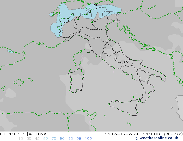 Humedad rel. 700hPa ECMWF sáb 05.10.2024 12 UTC