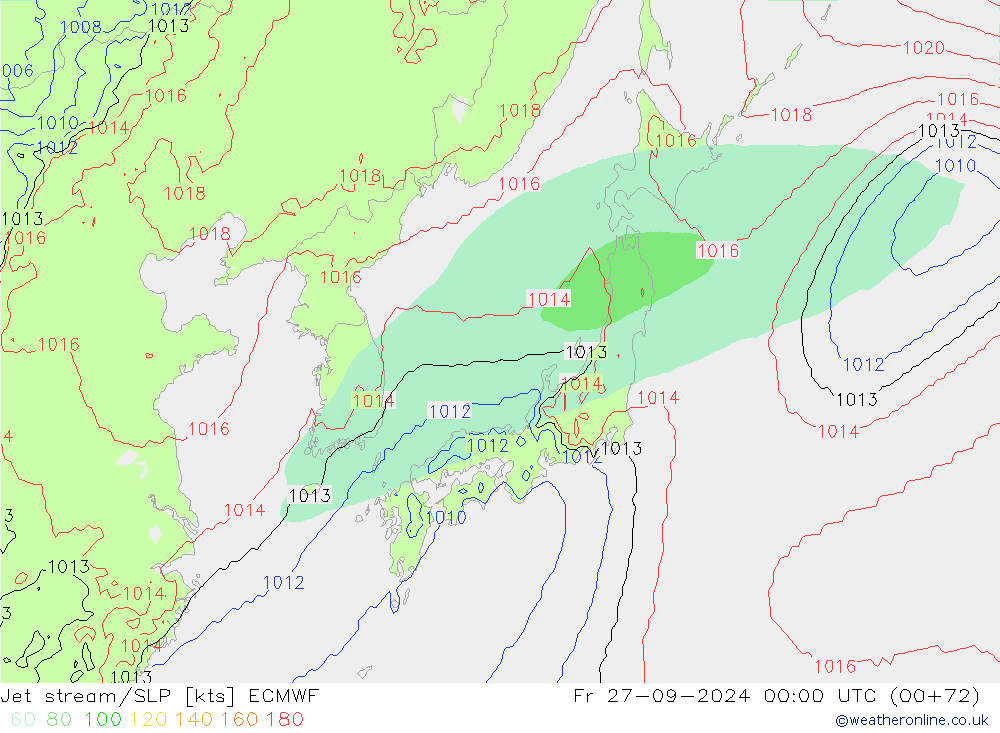 Jet stream/SLP ECMWF Fr 27.09.2024 00 UTC