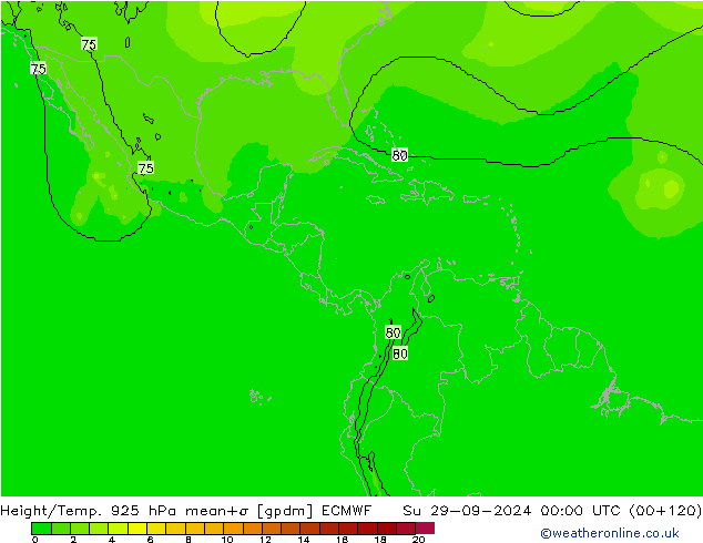 Height/Temp. 925 hPa ECMWF Su 29.09.2024 00 UTC