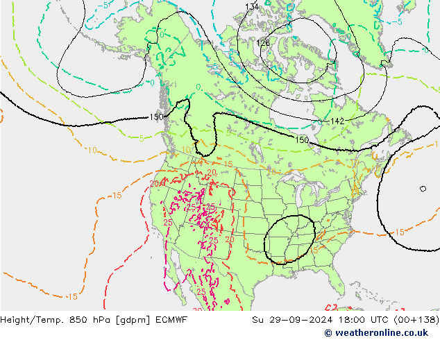 Height/Temp. 850 hPa ECMWF Su 29.09.2024 18 UTC