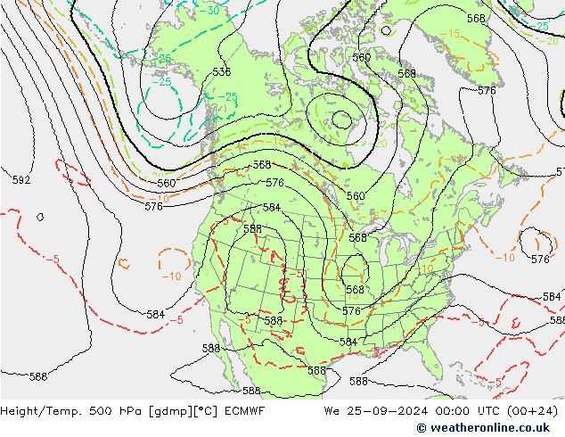 Yükseklik/Sıc. 500 hPa ECMWF Çar 25.09.2024 00 UTC