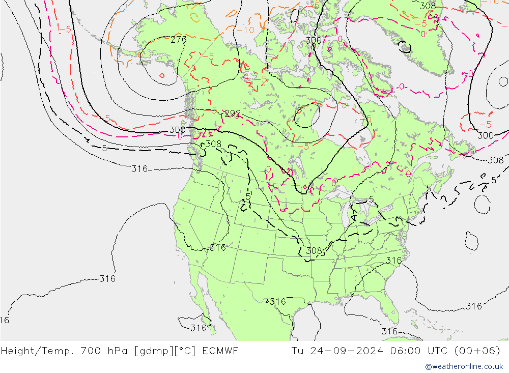 Height/Temp. 700 hPa ECMWF Tu 24.09.2024 06 UTC