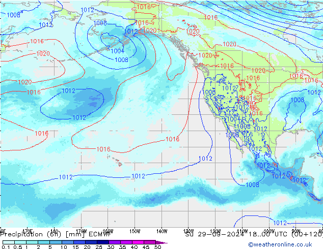 осадки (6h) ECMWF Вс 29.09.2024 00 UTC