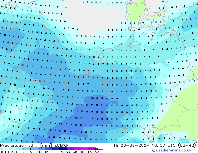 Yağış (6h) ECMWF Per 26.09.2024 00 UTC