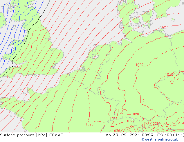 pressão do solo ECMWF Seg 30.09.2024 00 UTC