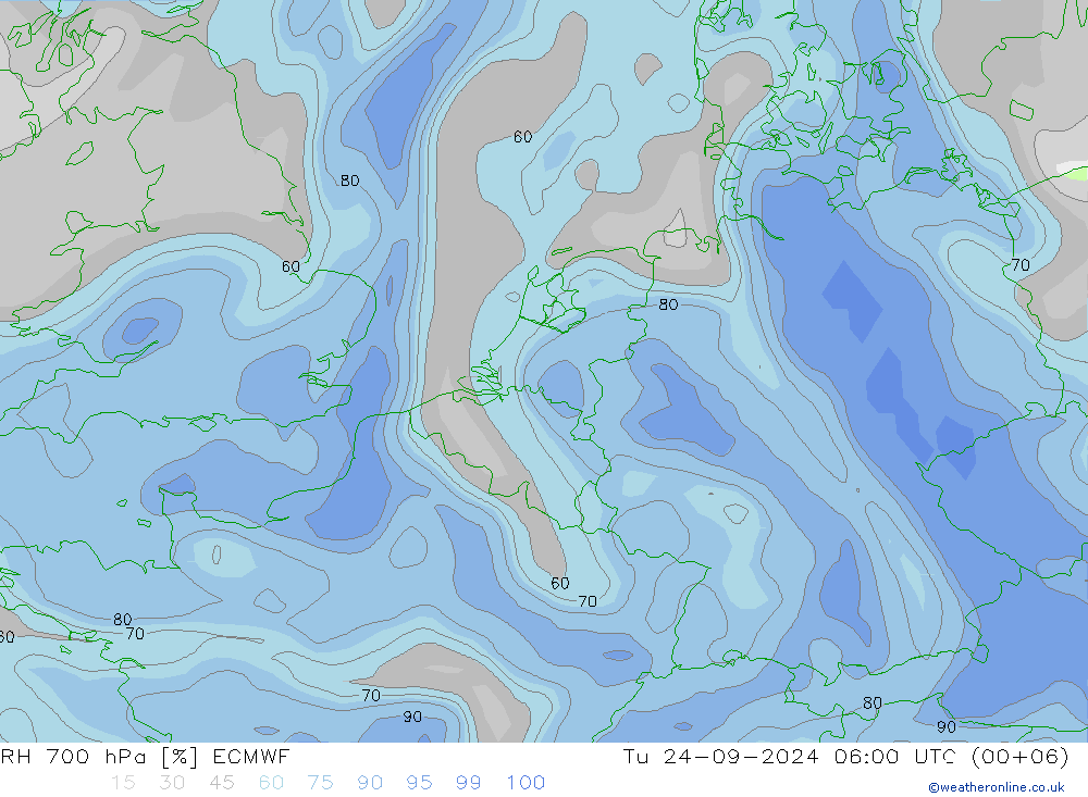 Humedad rel. 700hPa ECMWF mar 24.09.2024 06 UTC