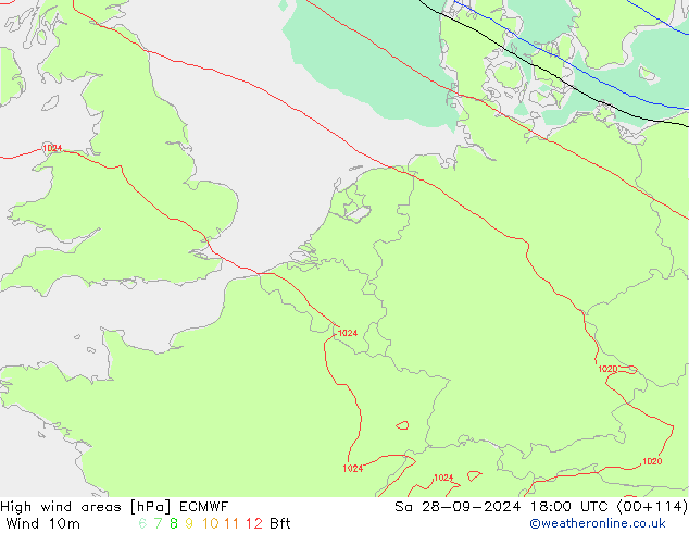 Izotacha ECMWF so. 28.09.2024 18 UTC