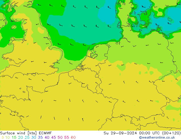 Vento 10 m ECMWF dom 29.09.2024 00 UTC