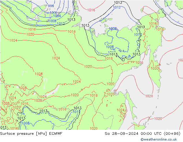 pressão do solo ECMWF Sáb 28.09.2024 00 UTC