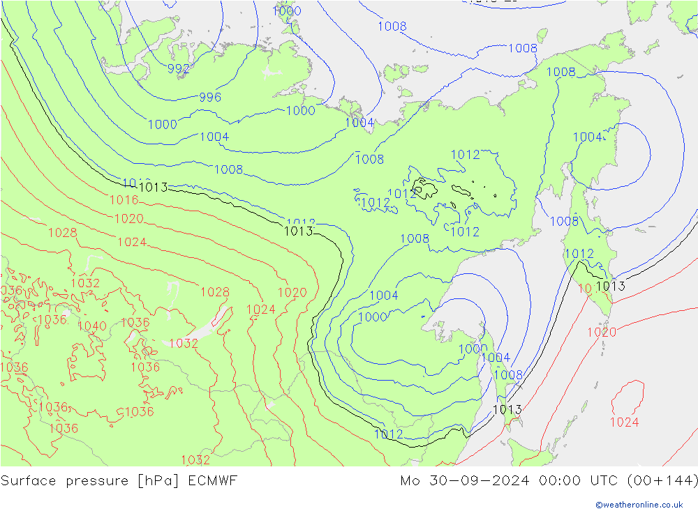 Luchtdruk (Grond) ECMWF ma 30.09.2024 00 UTC