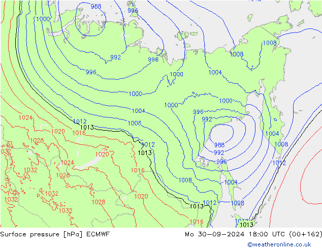 Pressione al suolo ECMWF lun 30.09.2024 18 UTC