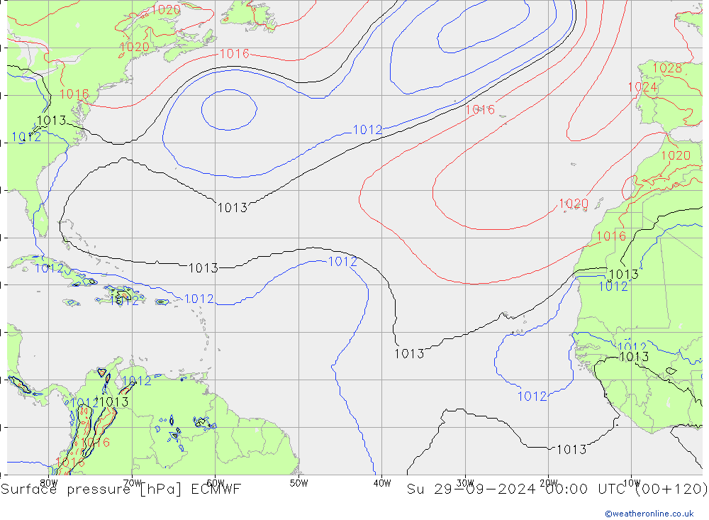 Surface pressure ECMWF Su 29.09.2024 00 UTC