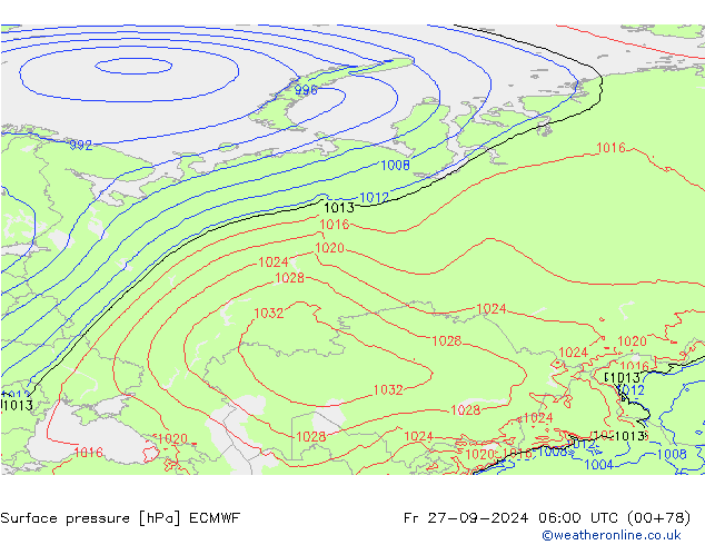 Yer basıncı ECMWF Cu 27.09.2024 06 UTC