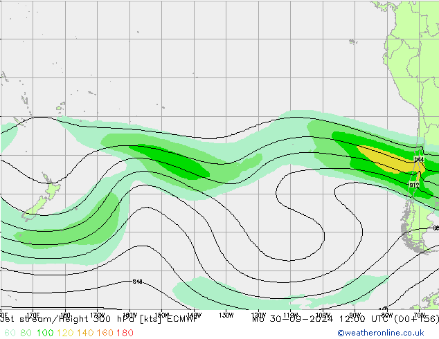 Jet stream/Height 300 hPa ECMWF Mo 30.09.2024 12 UTC