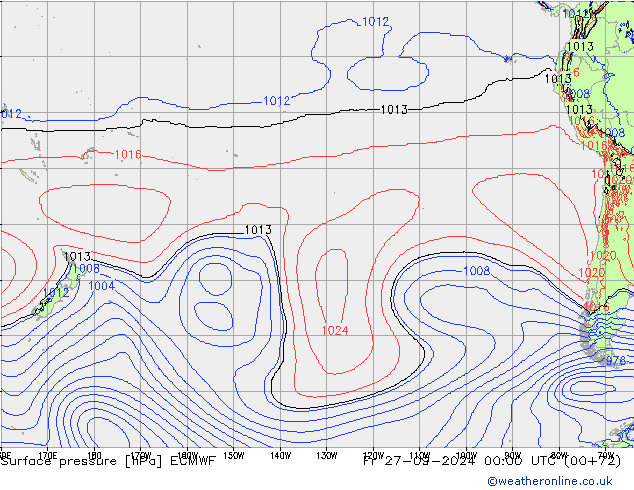 Surface pressure ECMWF Fr 27.09.2024 00 UTC