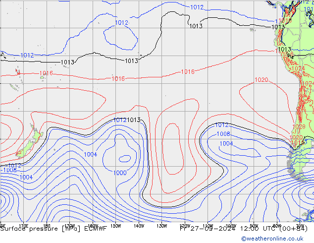 Yer basıncı ECMWF Cu 27.09.2024 12 UTC