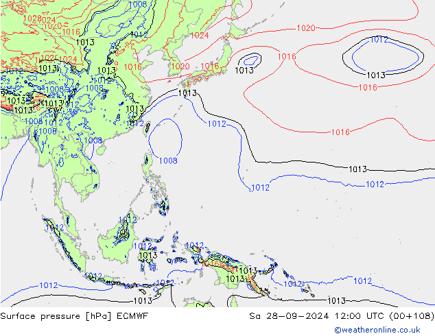 pressão do solo ECMWF Sáb 28.09.2024 12 UTC