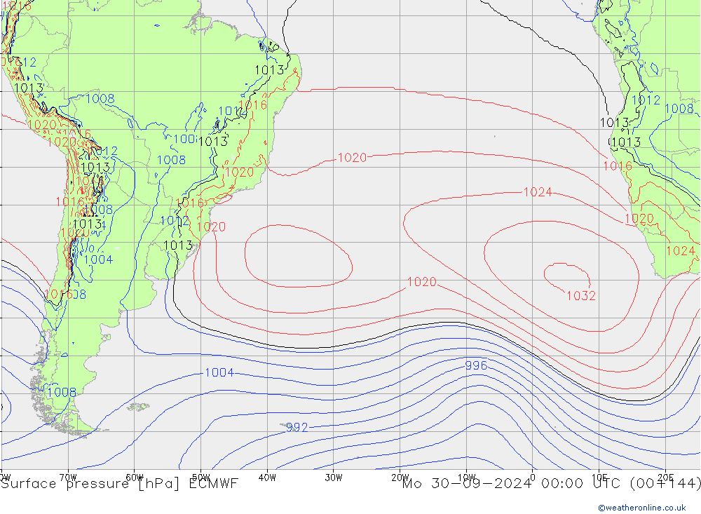 Surface pressure ECMWF Mo 30.09.2024 00 UTC