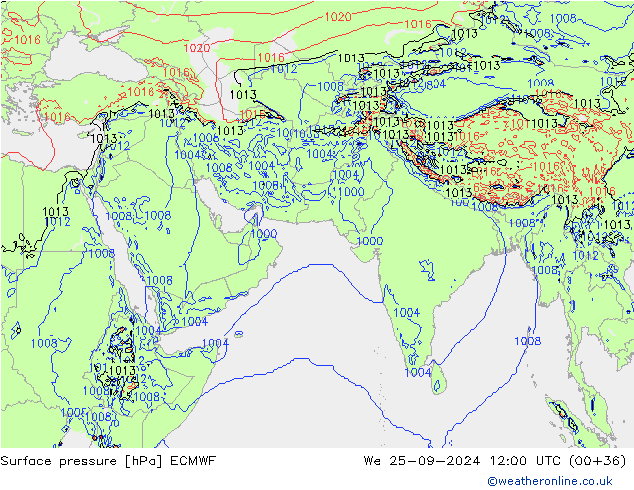 Surface pressure ECMWF We 25.09.2024 12 UTC