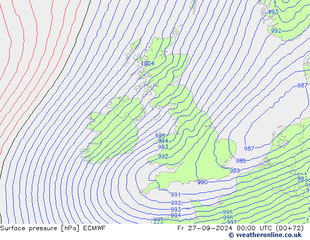 pression de l'air ECMWF ven 27.09.2024 00 UTC