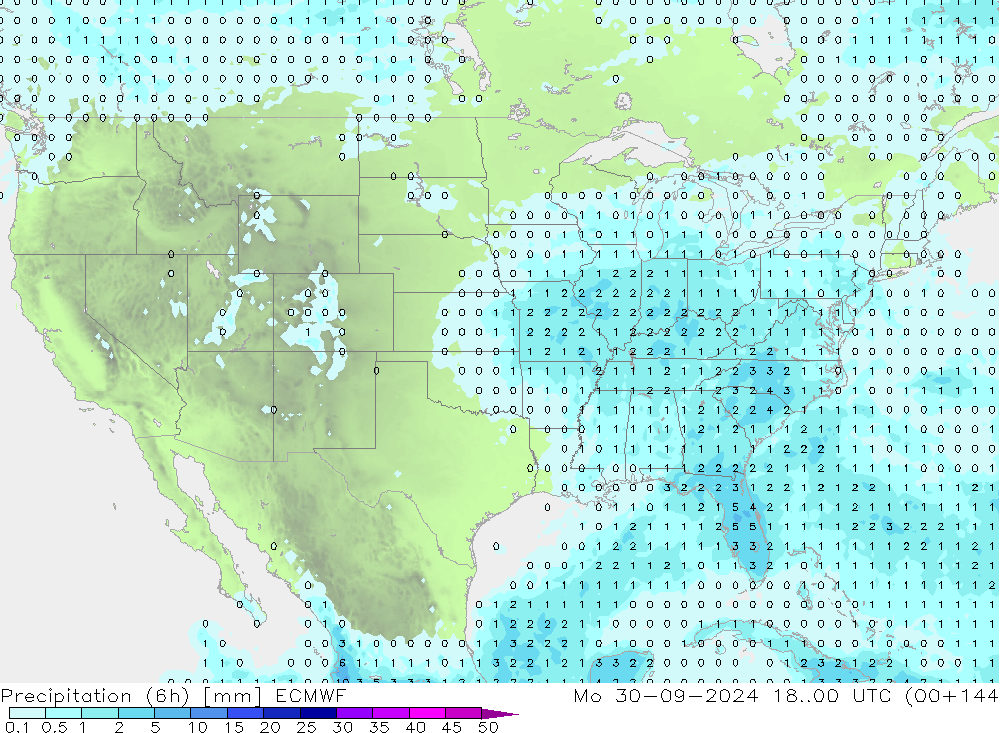 Precipitación (6h) ECMWF lun 30.09.2024 00 UTC