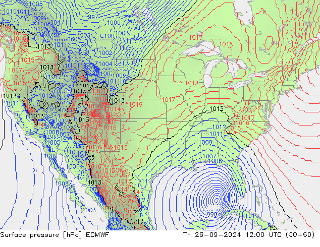 Surface pressure ECMWF Th 26.09.2024 12 UTC