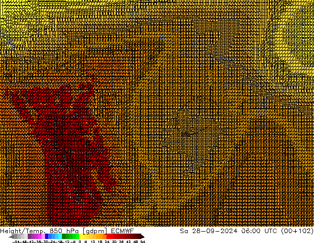 Height/Temp. 850 гПа ECMWF сб 28.09.2024 06 UTC