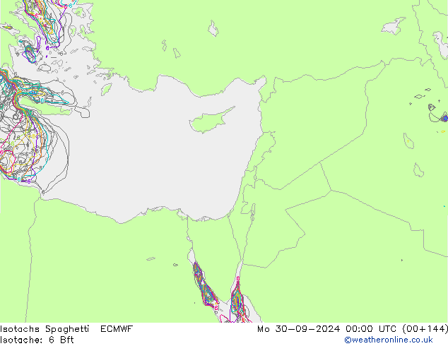 Isotachs Spaghetti ECMWF Mo 30.09.2024 00 UTC