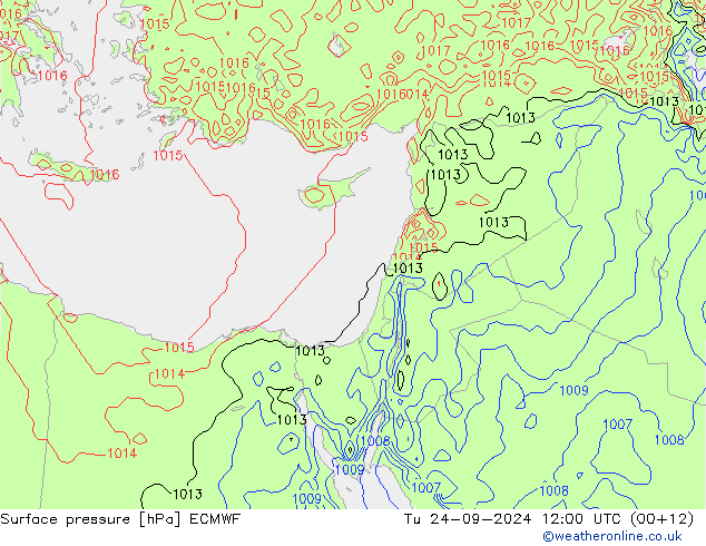 Surface pressure ECMWF Tu 24.09.2024 12 UTC