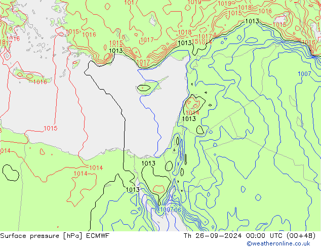 Atmosférický tlak ECMWF Čt 26.09.2024 00 UTC