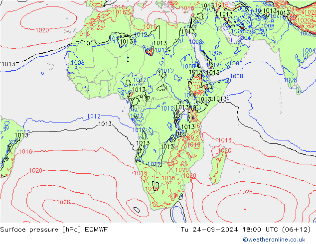 приземное давление ECMWF вт 24.09.2024 18 UTC