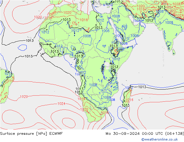 Presión superficial ECMWF lun 30.09.2024 00 UTC