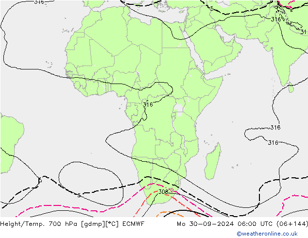 Géop./Temp. 700 hPa ECMWF lun 30.09.2024 06 UTC