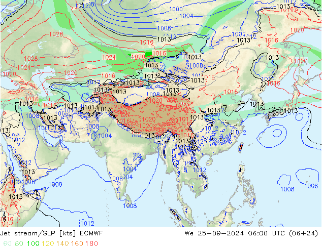 Jet stream ECMWF Qua 25.09.2024 06 UTC