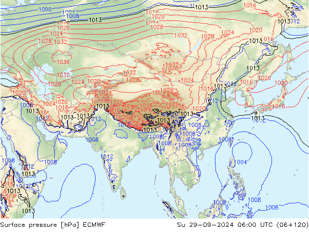 Yer basıncı ECMWF Paz 29.09.2024 06 UTC