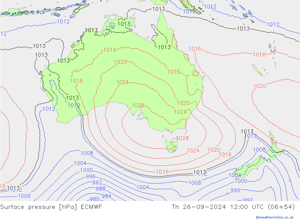 Atmosférický tlak ECMWF Čt 26.09.2024 12 UTC