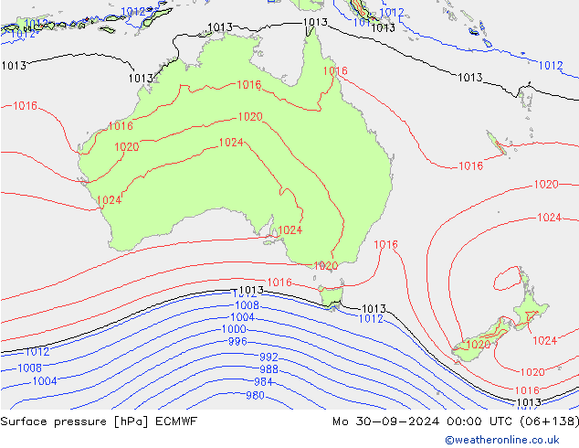 Atmosférický tlak ECMWF Po 30.09.2024 00 UTC